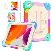 Estuche protector de silicona y policarbonato a prueba de golpes con diseño de robot en color de contraste, con soporte y correa para el hombro, para iPad 9.7 (2018) y (2017) / Air 2 / Air